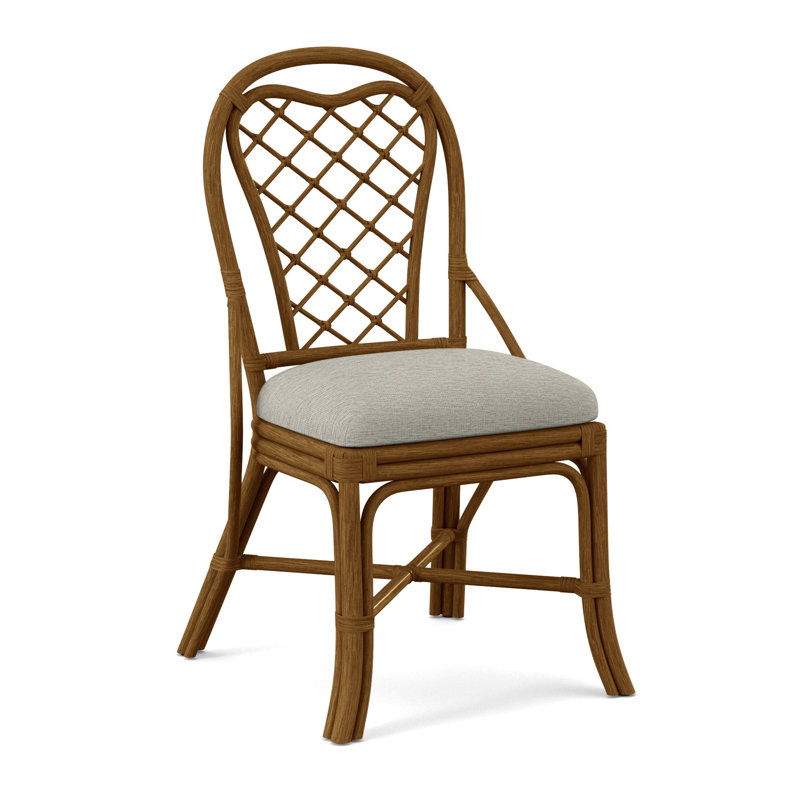 Trellis Back Side Dining Chair, Eggshell Crypton Performance; 0884-93, Havana
