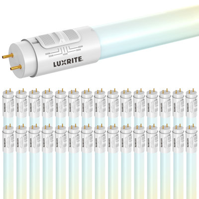 Luxrite 2FT LED Tube Light, T8, 8W=17W, 5CCT 3000K- 6500K, 960LM, 320° Beam Angle, Ballast Compatible, Single Or Double End Powered, UL Listed 30 Pack
