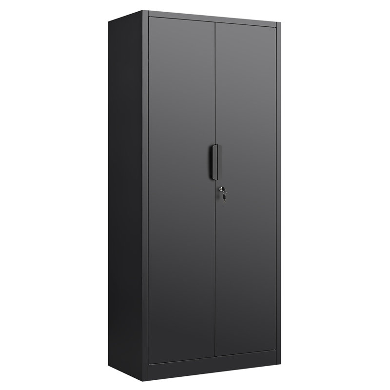 70-Inch Tall 2-Door Security Filing Cabinet with Lock and Adjustable Shelves, Black