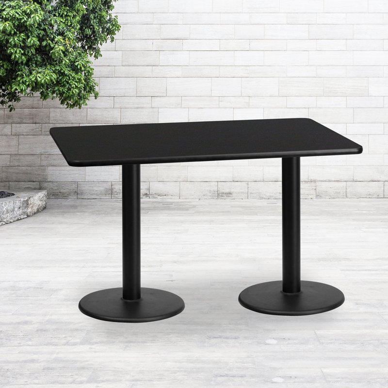 Stephine 30'' x 60'' Rectangular Laminate Table Top with 18'' Round Table Height Bases, Black