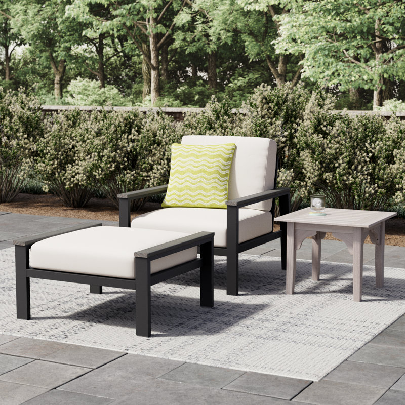 Townsend Patio Chair Sunbrella® Cushions and Ottoman, Sunbrella Canvas Natural