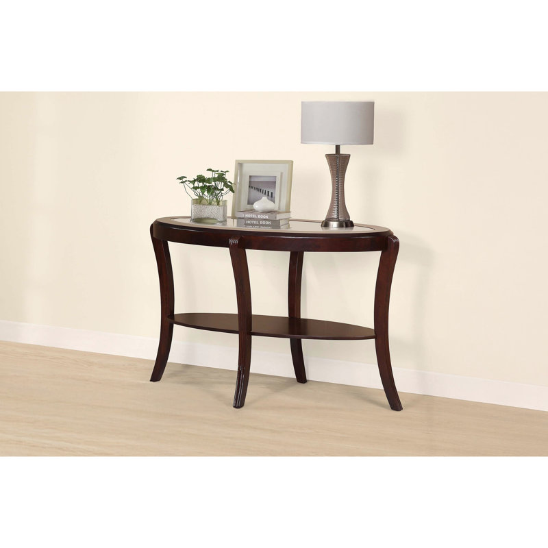 Console 1 pièce Espresso / Cerisier foncé Canapé traditionnel avec tablette de rangement en verre trempé de 5 mm