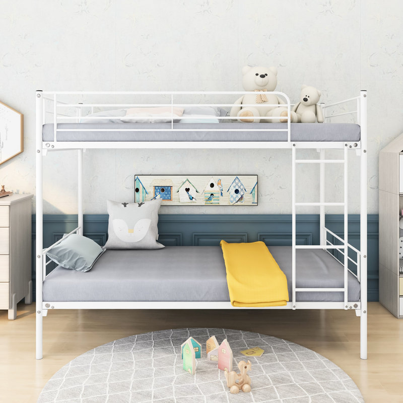 Lit superposé Twintwin avec structure en métal - blanc. Gain de place. Pas de bruit, sans bruit. Inclus. Sous le rangement pour les vêtements et stable efficace. Bruit, construction robuste. Accès. Extra