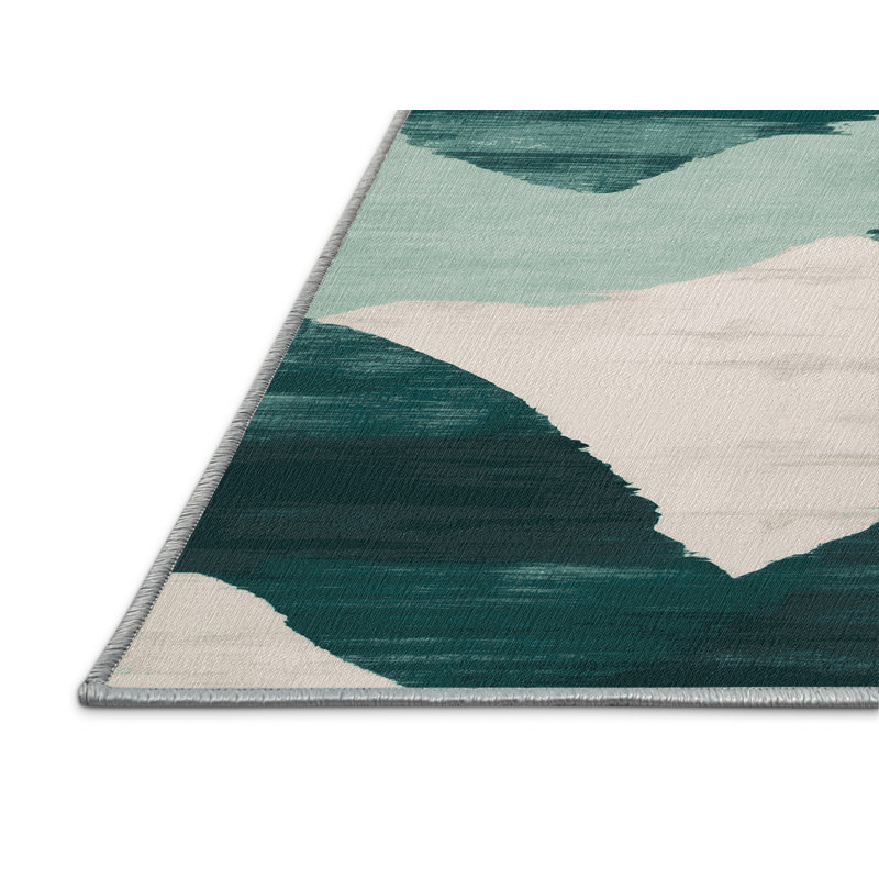 Tapis bleu aquarelle lavable à la machine, Rectangle de 5 pi x 8 pi