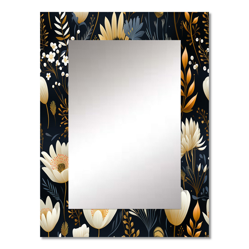 Campbellton - motif floral artistique - miroir mural floral, 32 po x 24 po