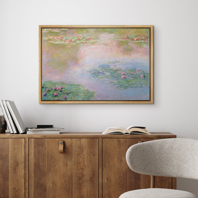 Reproduction d'art encadrée sur toile - Nénuphars rétro, salon, décor de ferme moderne, H 24 po x l 36 po, Naturel