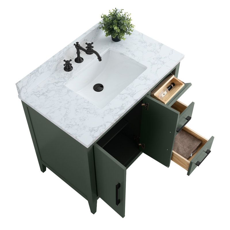 Ensemble de meuble-lavabo simple 36 po, Vert rétro, Noir mat