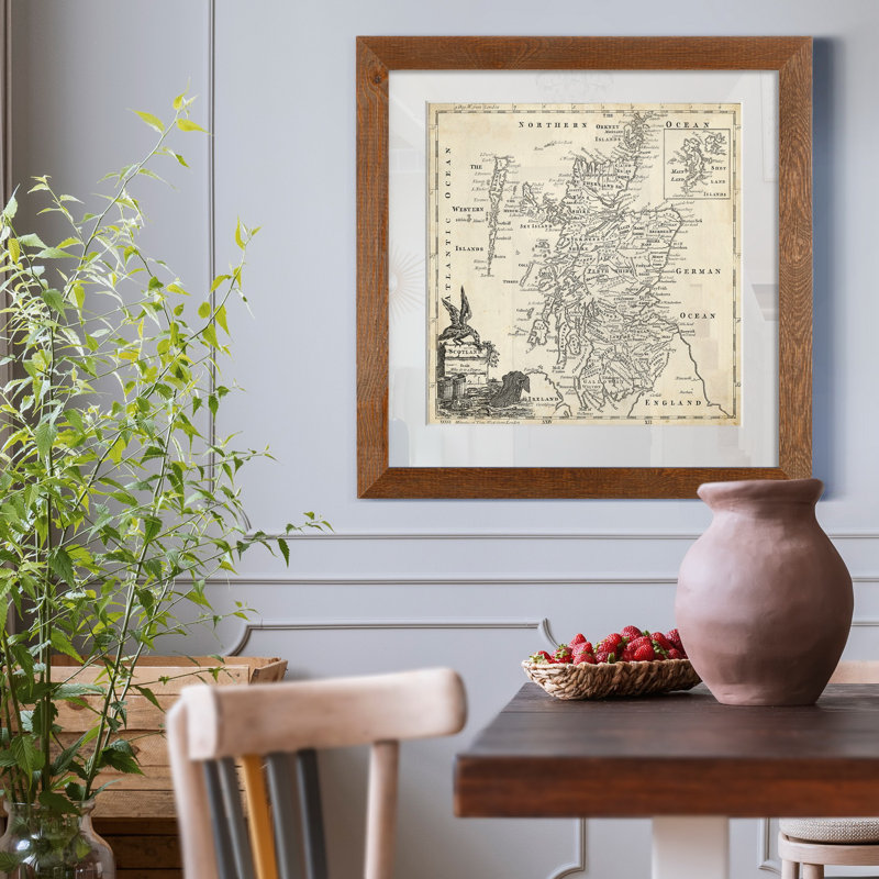 Carte de l'Écosse, impression encadrée, H 27,5 po x l 27,5 po x P 1,5 po, Papier avec cadre érable
