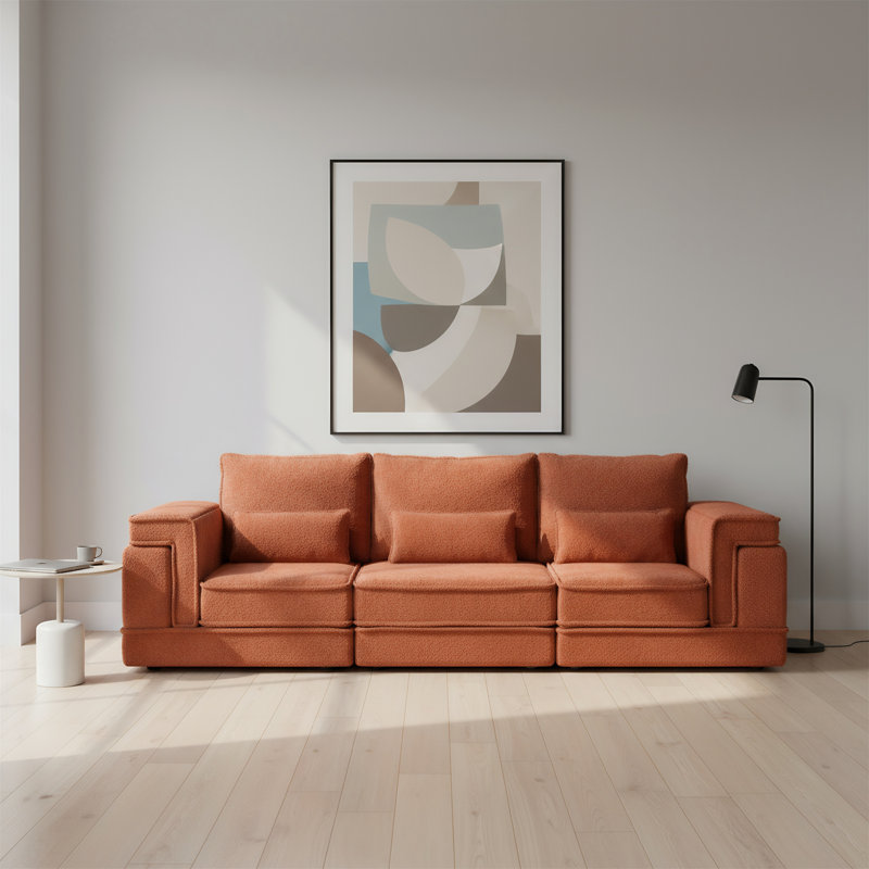 Canapé convertible modulaire avec coussins amovibles, Orange