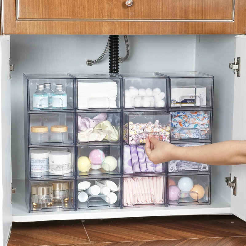 4-pack Clear Stackable Storage Drawers
