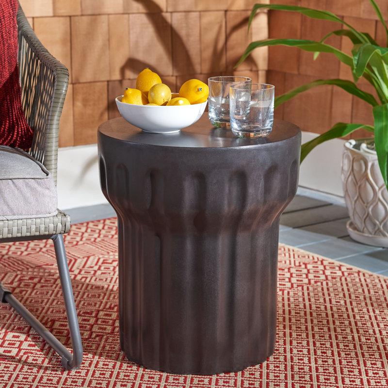 Table de bout cylindrique en pierre Fellsburg, Noir