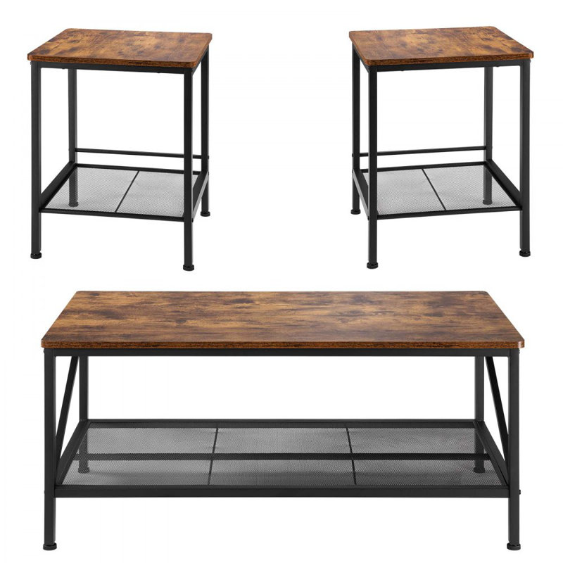 3 - Piece Solid Wood Top Living Room Table Set