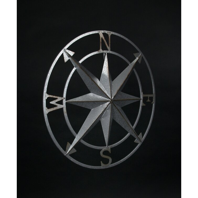 Small Brass Compass Rose Nautical Wall Plaque - Nautical Beach