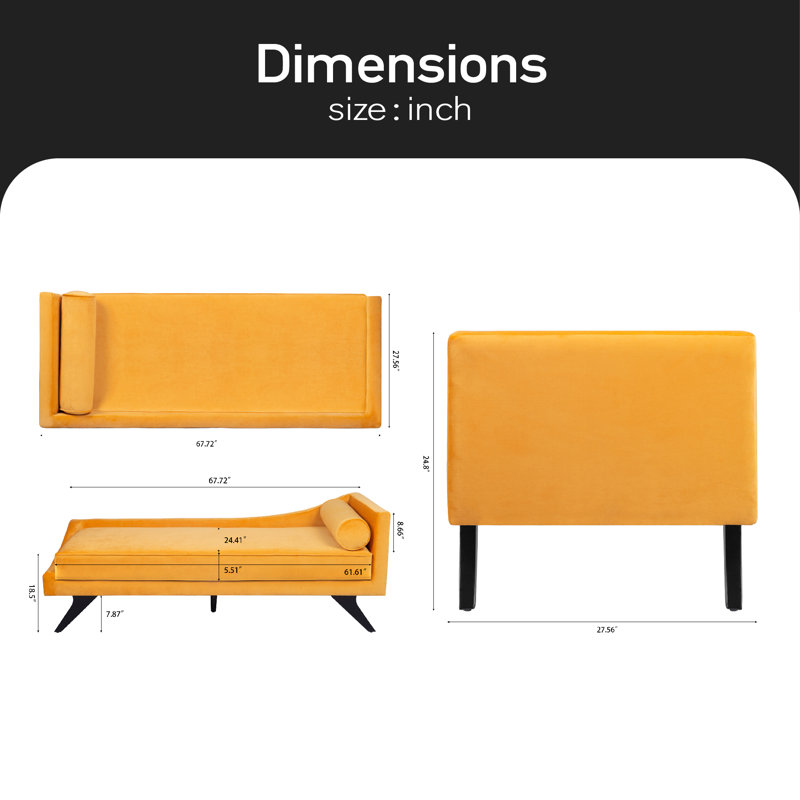 Chaise longue rembourrée Genisia, Tissu jaune