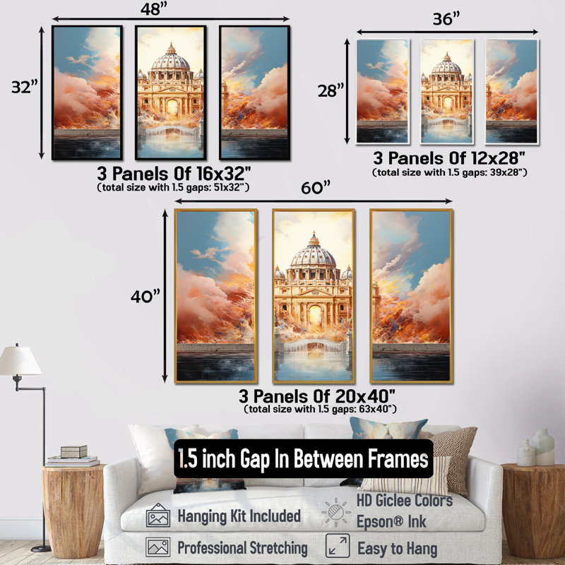 Portail St. Peters - Pearly Gates, Cadre flottant blanc, H 40 po x l 60 po x P 1 po