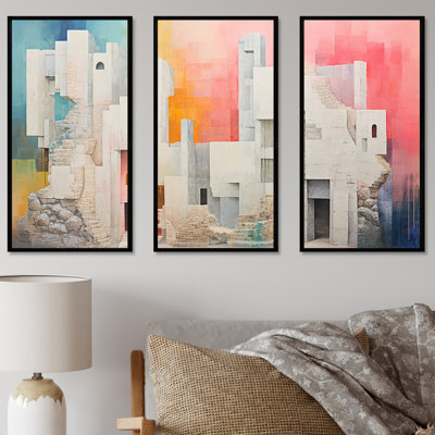 Bold Pink Pastel Castle I - Castles Wall Decor Set