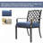 7 Pcs Patio Dining , Metal Construction, Navy Blue Cushions, Stable For Lawn Yard Garden