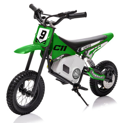 Vélo électrique Kerry Yoo C11, moteur sans balai 24V 250W avec frein à disque et suspension à ressort, vitesse 5-10 MPH pour les enfants - vert