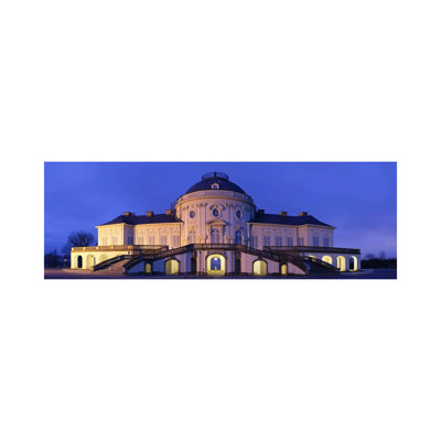 Castle Solitude Lit Up At Night, Stuttgart, Baden-Wurttemberg, Germany - Wrapped Canvas Panoramic Print