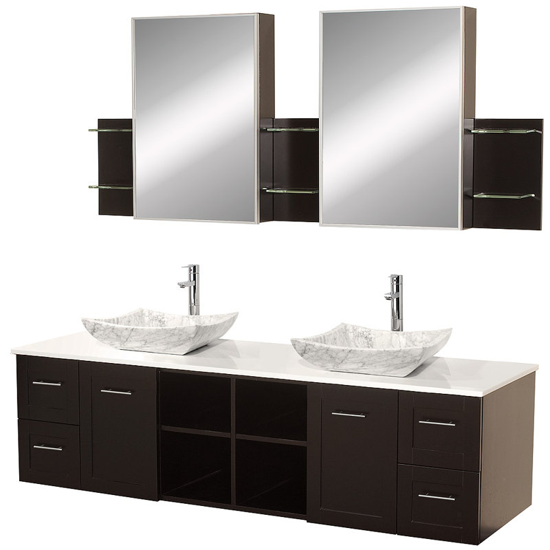 Ensemble de meuble-lavabo double mural 72 "avec miroir Avara