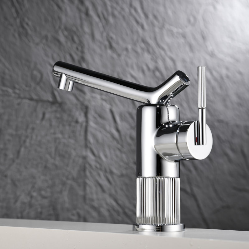 Single Hole Swivel Spout Bathroom Faucet with Supply Line, Polished Chrome