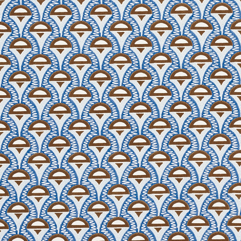 Abelino Fabric, Blue/Brown