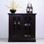 Buffet de rangement moderne rouge foncé avec 2 portes en verre trempé, 3 tablettes réglables en hauteur, pour salle à manger avec porte l 35,2 po x P 15,09 po et H 33,17 po-130040436