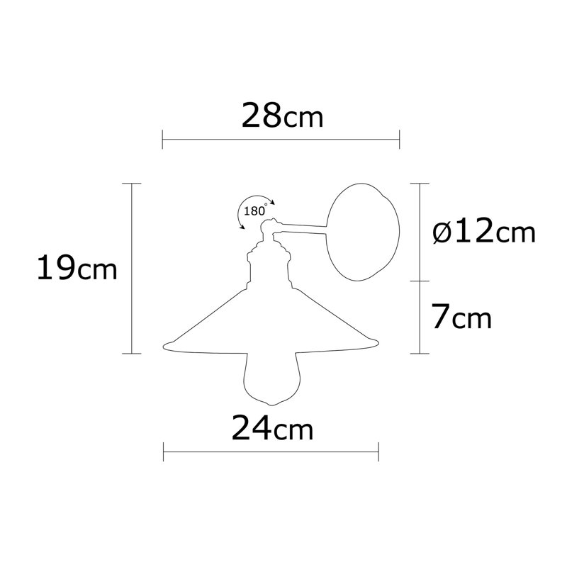 Lampe murale d'inspiration scandinave, corps en fer noir, 9,4 po de diamètre x 7,9 po de hauteur | Douille E27, 40 W maximum | Éclairage élégant et fonctionnel pour la décoration intérieure moderne | Certifié IP20, parfait pour le salon et la chambre à coucher