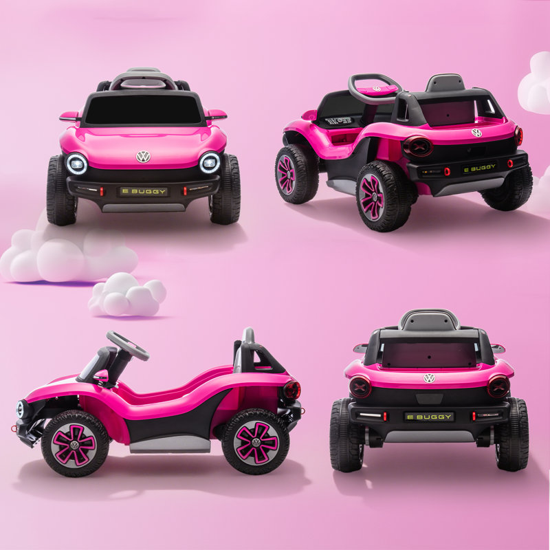 AIYAPLAY Volkswagen E-Buggy Licensed Electric Car for Kids 12V USB Pink