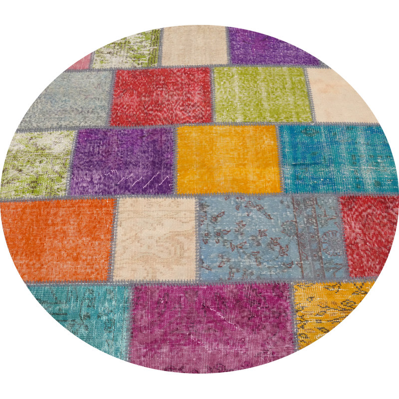 Tapis rond patiné moderne patiné 5 x 5