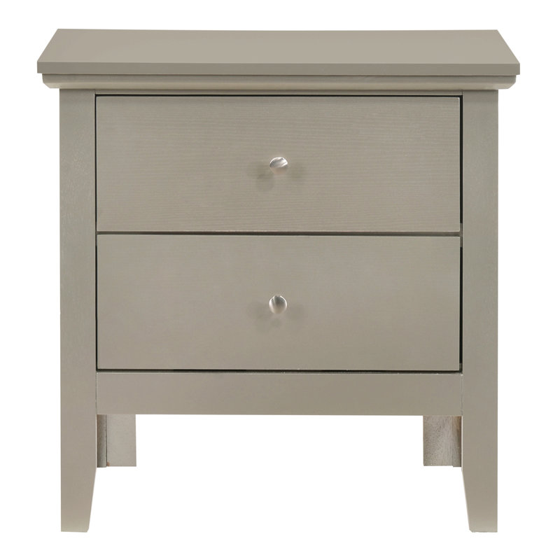 Élégante table de chevet champagne argentée, Gris