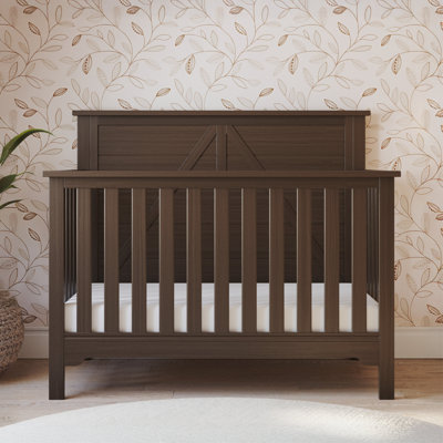 Child Craft Woodland 4-in-1 Convertible Crib in Brushed Truffle with HALO DreamWeave Breathable Crib Mattress Set