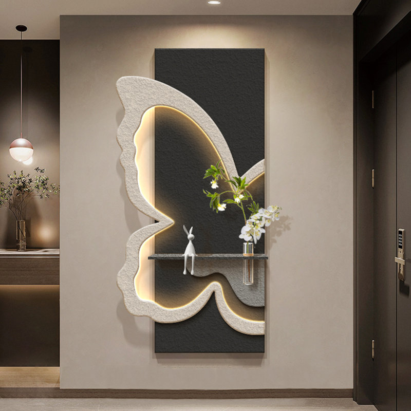 Art mural noir en bois manufacturé + grès, H 55,12 po x l 27,56 po