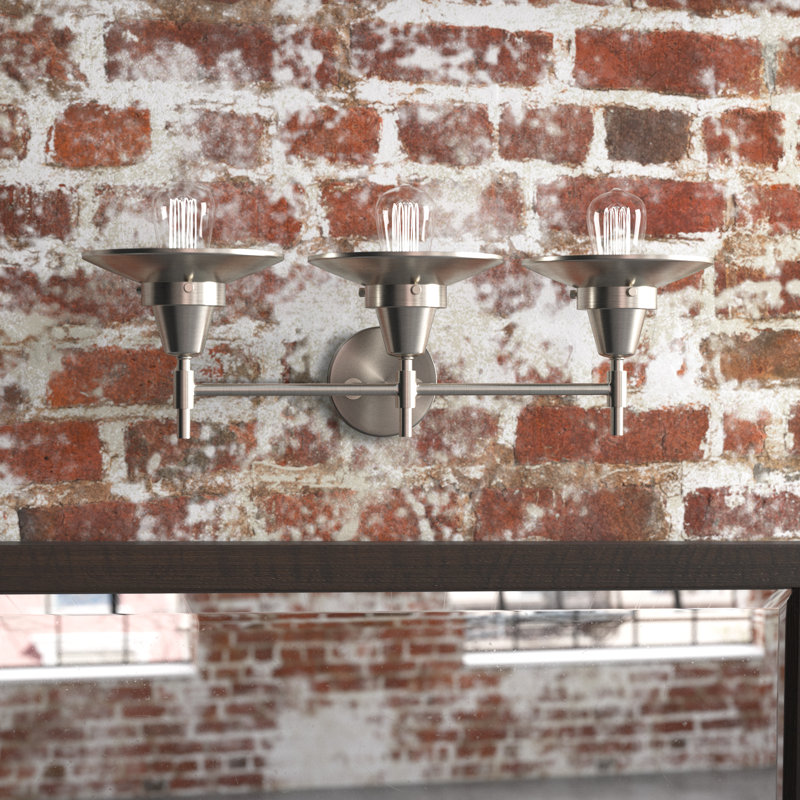 Éclairage pour meuble-lavabo à 3 lumières à intensité variable Gayle, Nickel satiné, Nickel satiné, Ampoule non incluse