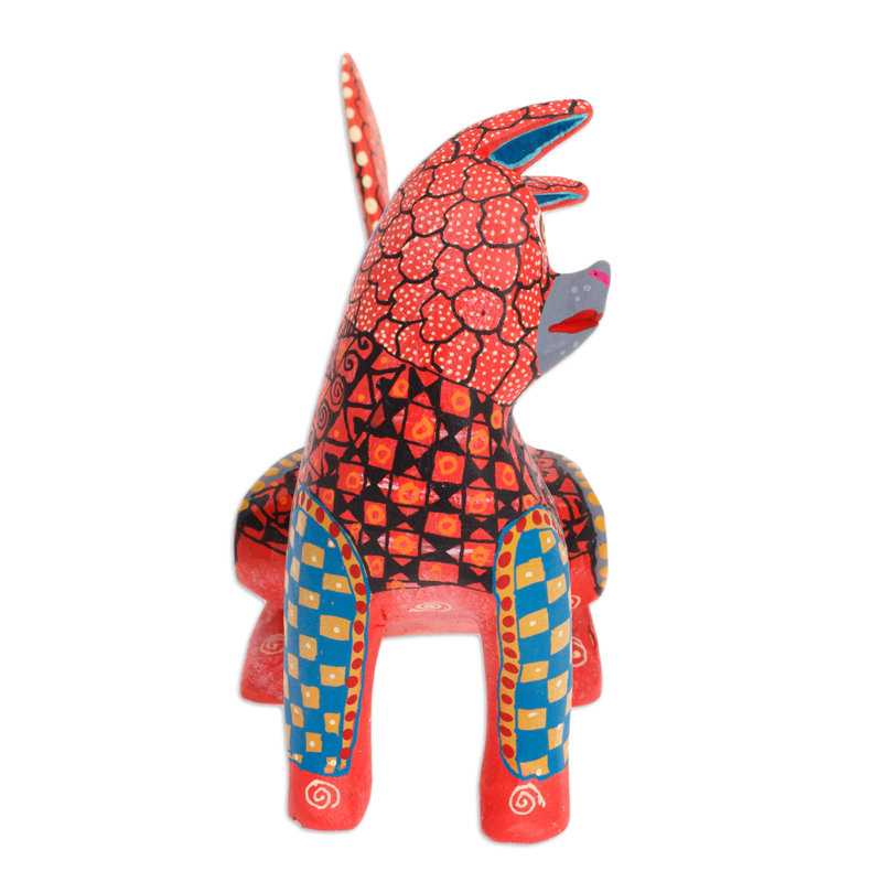 Figurine de chat rouge en bois rouge fabriqué à la main Red Barrel Studio®