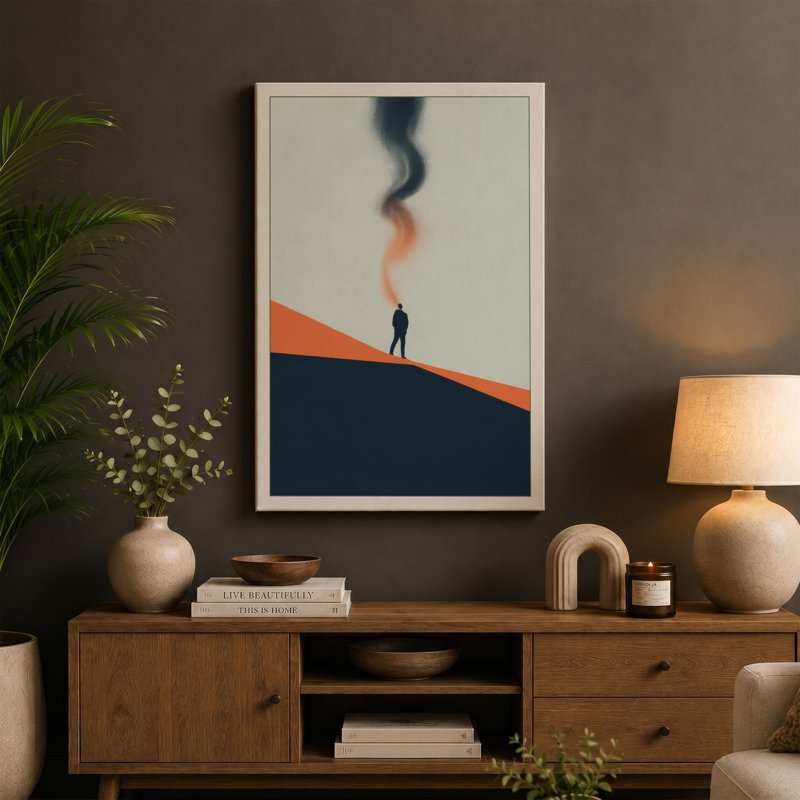 Figure on the Ridge Minimalist - Wrapped Canvas, Black Border, 24x16 - 61.0 x 40.6 cm