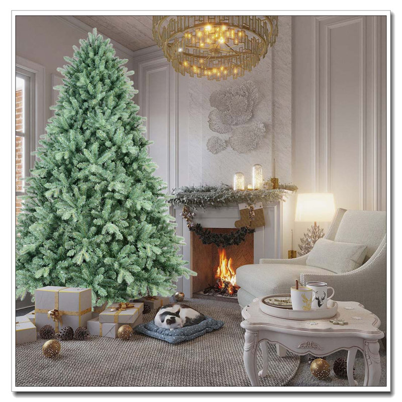 Arbre de Noël 7,5 pi avec teinte bleu-vert, Non, H 7,5 pi