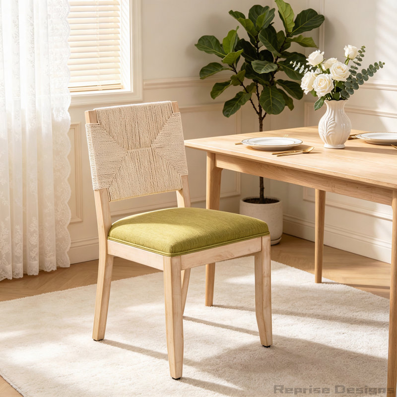 Chaise tissée à dossier, Vert olive, Vert olive