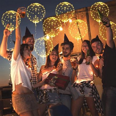 10PACK 20Inch LED Light Up Bobo Balloons Colorful String Lights Transparent Balloons For Birthday Wedding Christmas Party Decorations