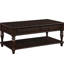 Table basse rectangulaire à plateau relevable en noyer, tablier en bois, pieds tournés et compartiments de rangement, table de 48 po de largeur avec plateau supérieur, tablette inférieure, hauteur de 20 po à 30 po