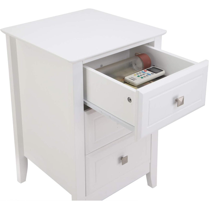 Table de chevet en bois manufacturé Amed, Blanc
