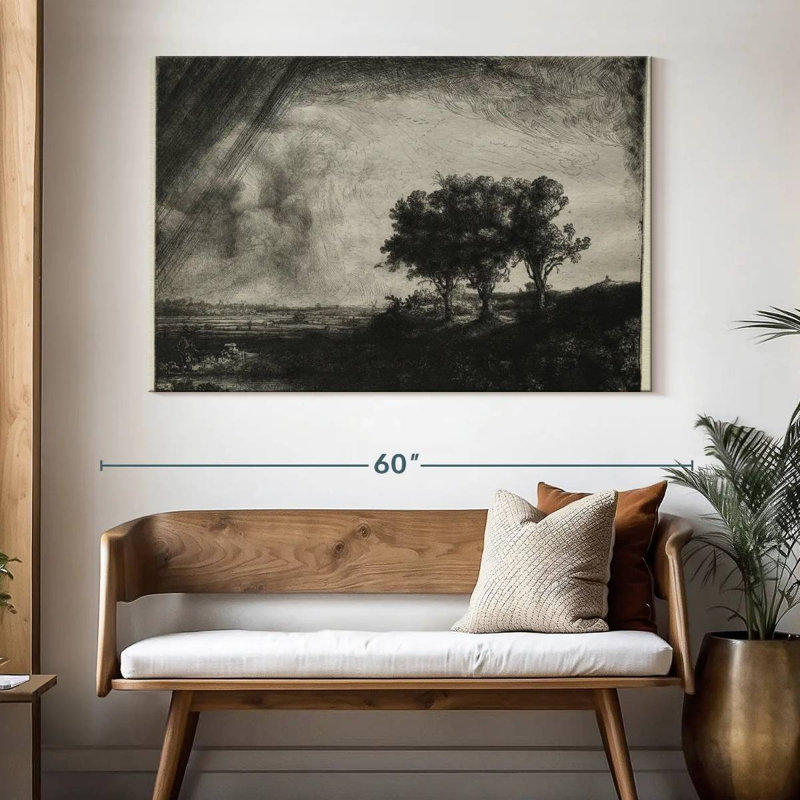 Alvord les trois arbres, H 34 po x l 51 po