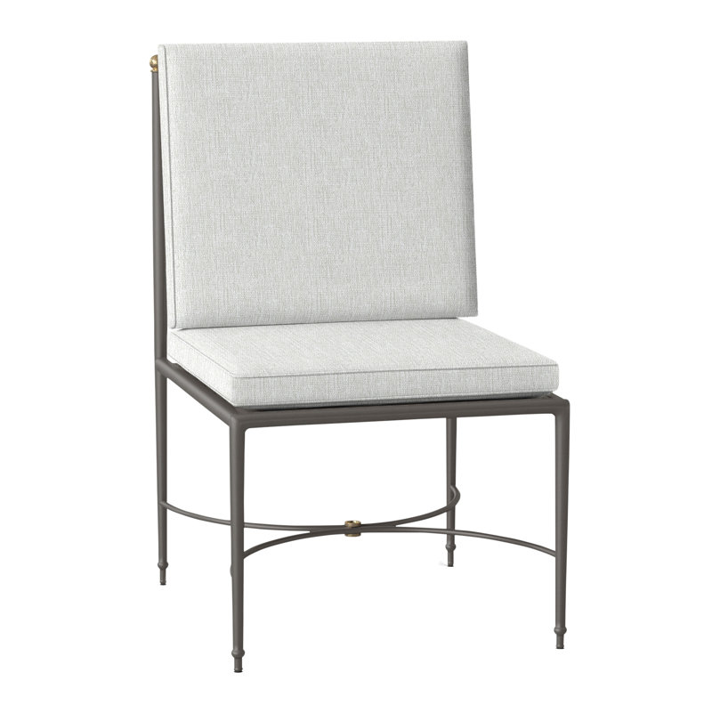 Roma Wrought Aluminum Outdoor Side Chair, Welt, Bali Pearl