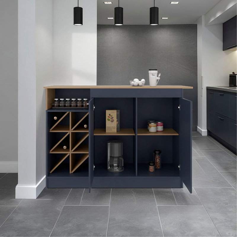 Kitchen Island, 2 Doors, 7 Shelves