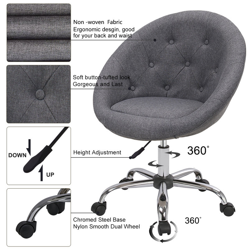 Task Chair, Grey Linen