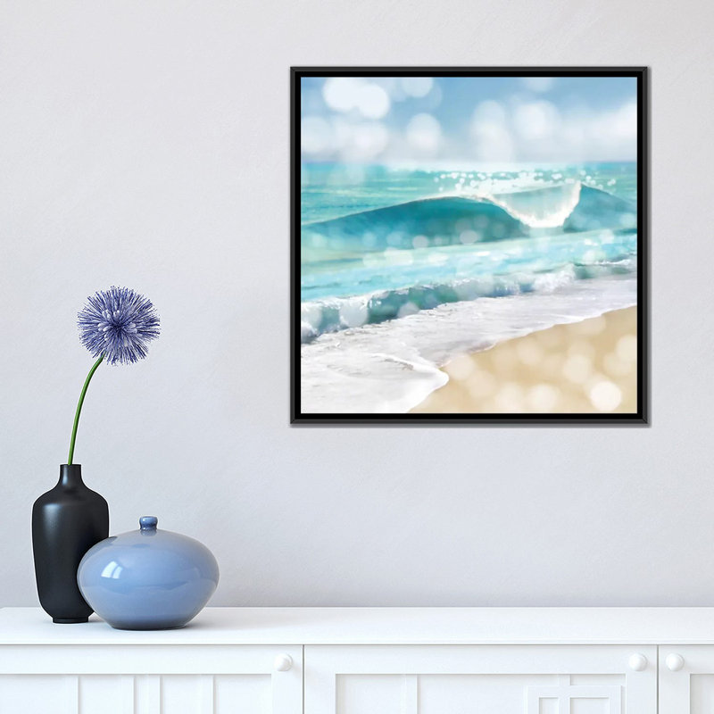 " Ocean Reflections I " by Kate Carrigan, 18" H x 18" W x 1.5" D, Black Framed Canvas, No Mat
