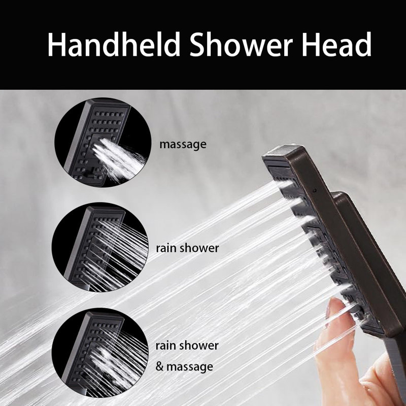 8 Inch Rainfall Shower Head With Handheld Spray, High Pressure Rain Shower Head Combo, Oil Rubbed Bronze