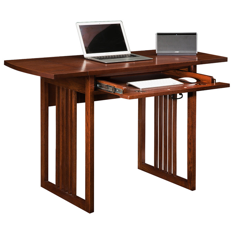 Coombs Drop Leaf Solid + Manufactured Wood Computer Writing Desk in Mission Oak