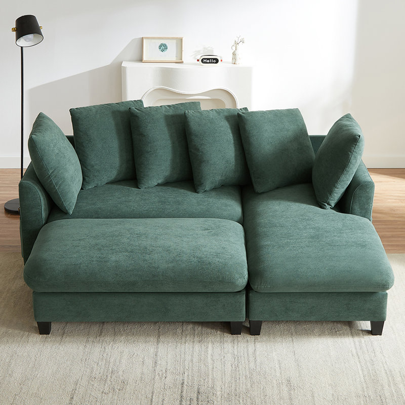 Canapé modulaire en L de 83 po avec canapé L 83 po, Chenille verte
