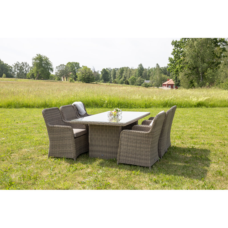 Neerav 6 - Person Patio Dining Set with Rectangular Table, Nature